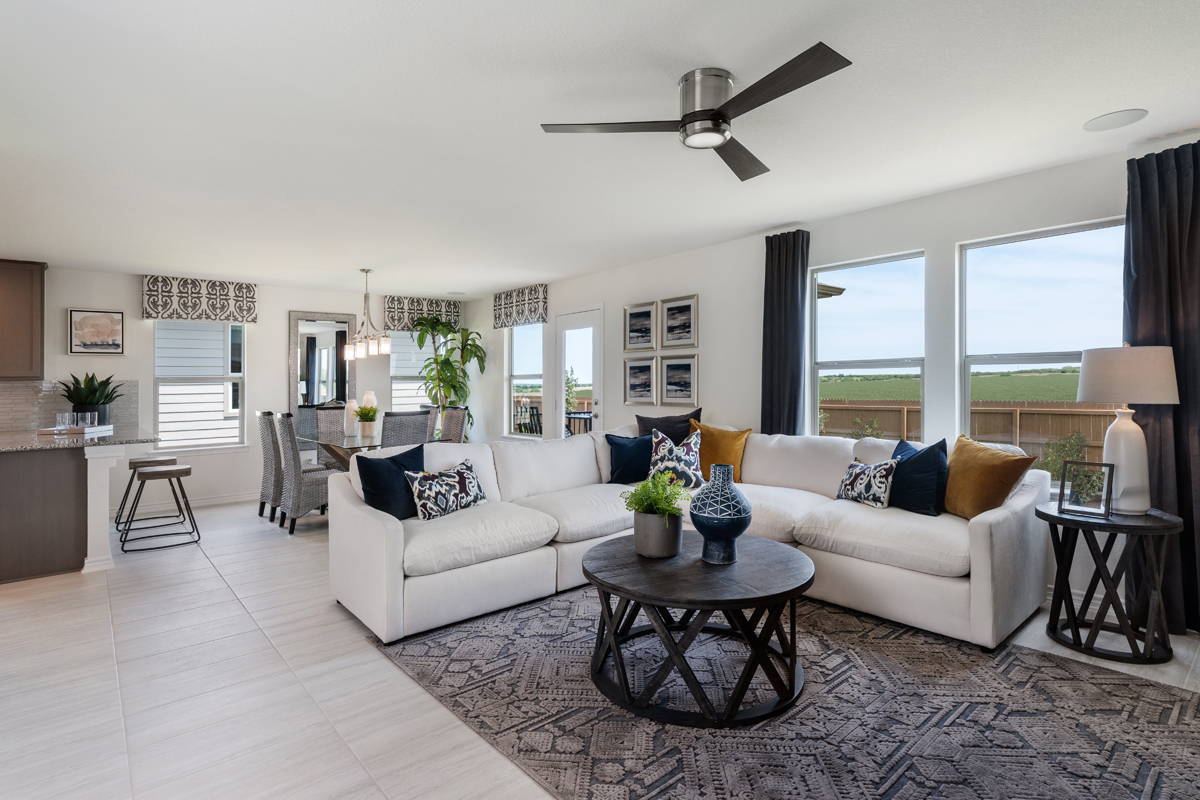 KB model home great room in Schertz, TX
