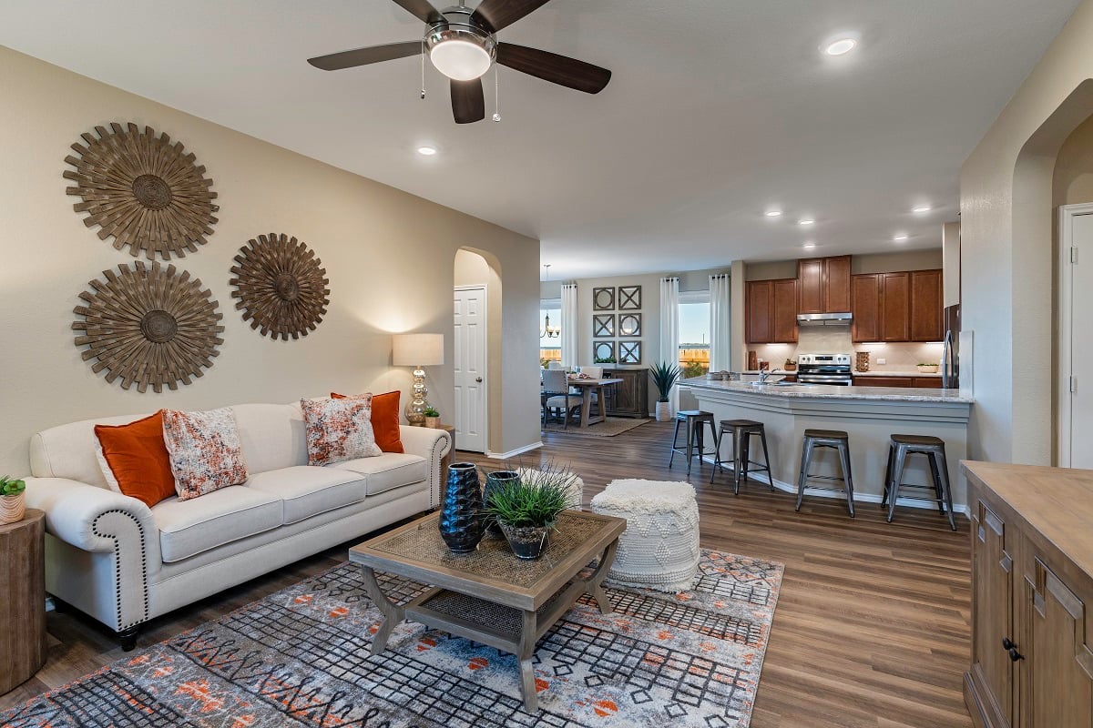 KB model home great room in Uhland, TX