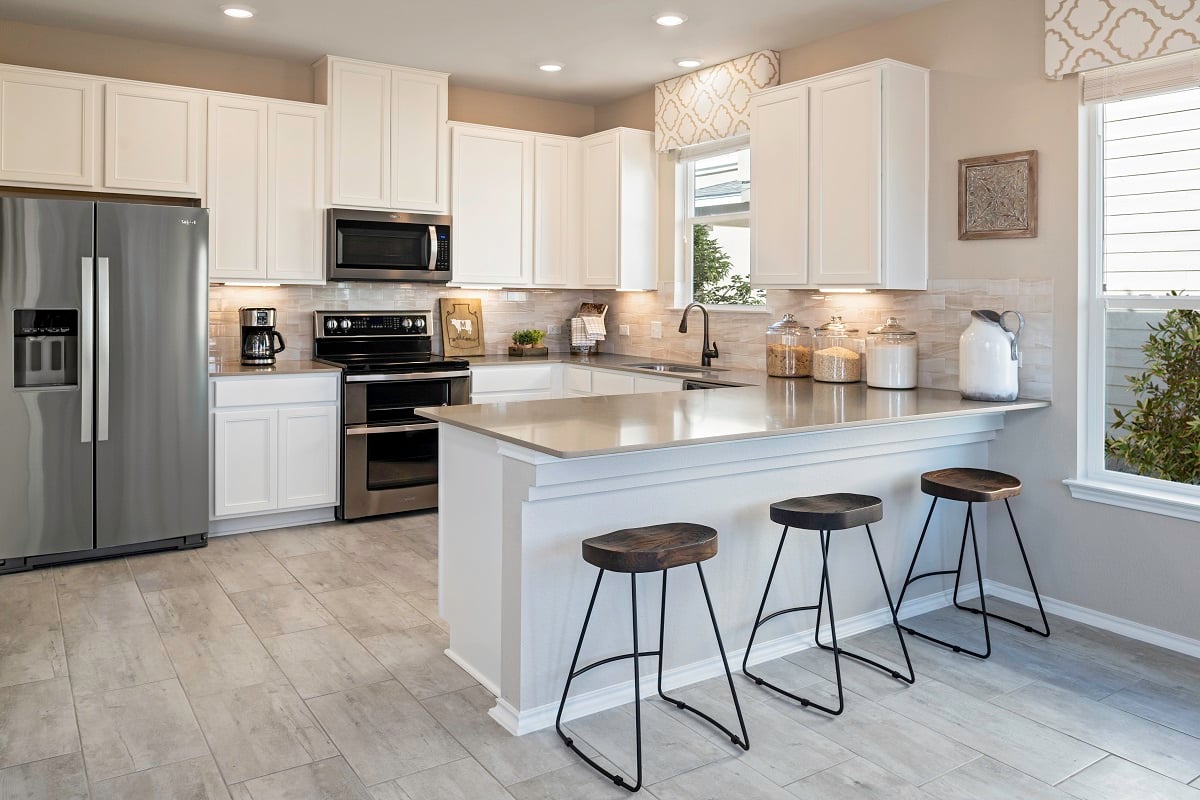 KB model home kitchen in Uhland, TX